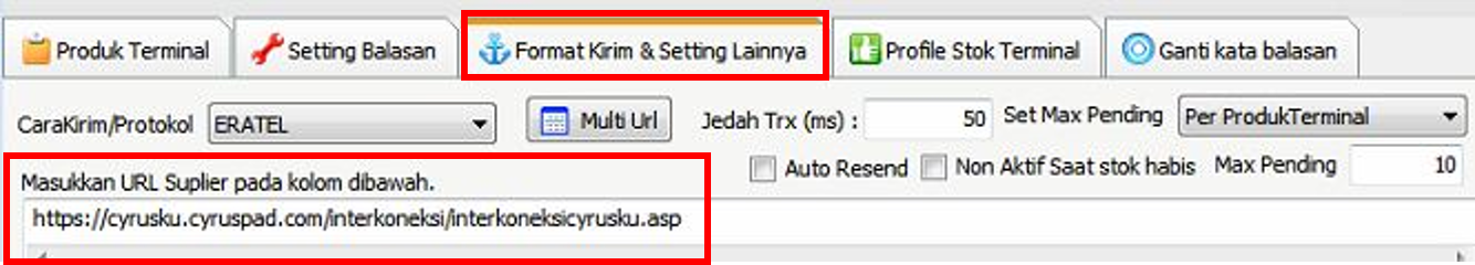 Contoh URL Supplier
