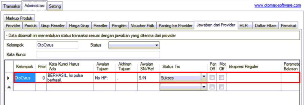 Konfigurasi jawaban dari provider
